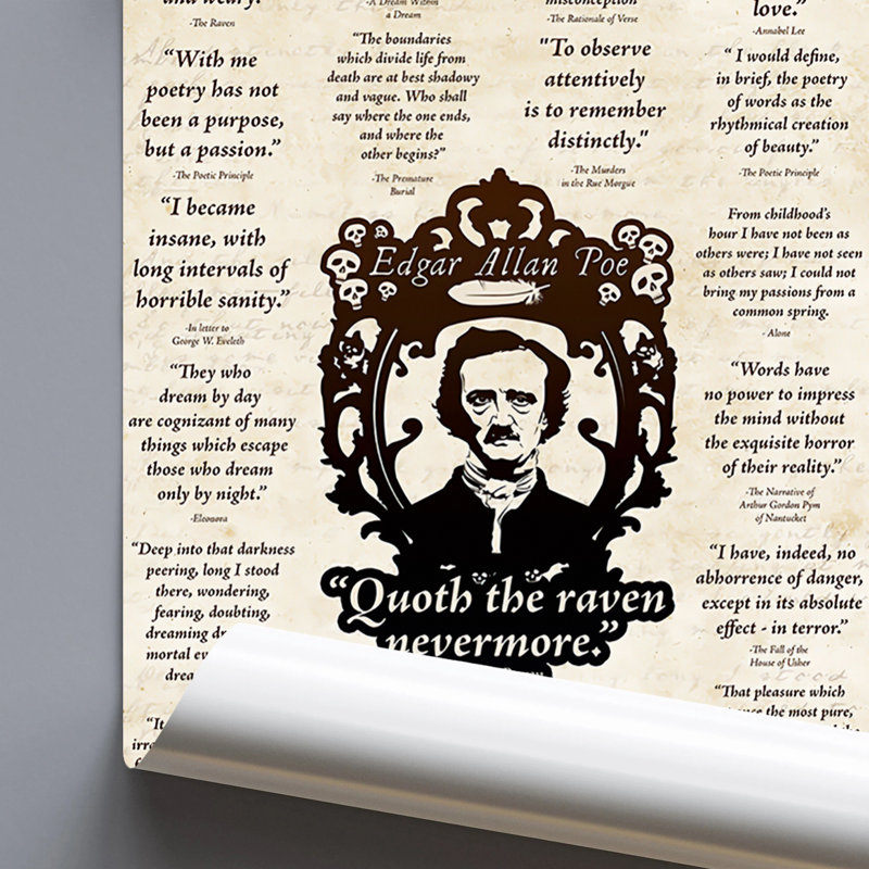  Officiellement sous licence Edgar Allan Poe - affiche d'art Quoth the Raven Nevermore - 24 x 36 po - reproduction décorative - papier affiche - prêt à encadrer