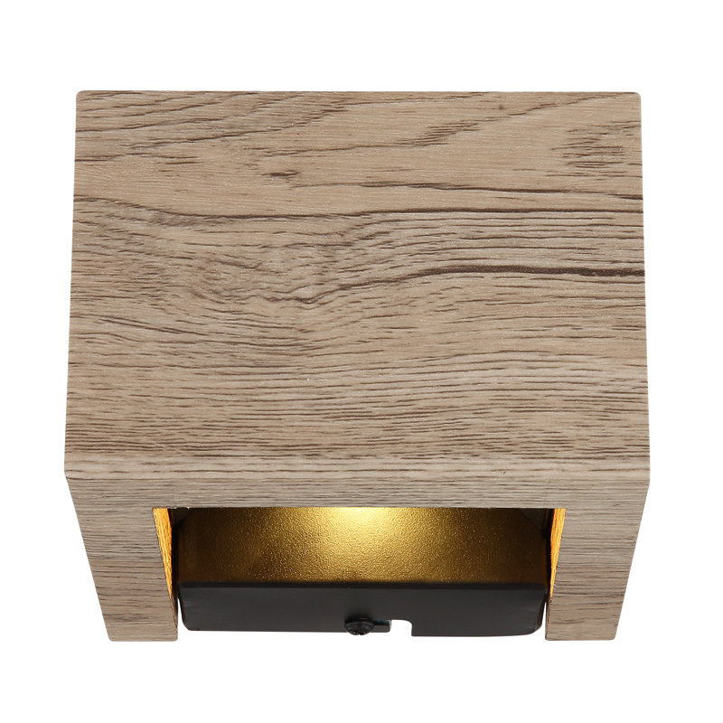 Alshareef Manufactured Wood LED Flush Mounted Sconce, Brown
