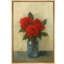 "Red Floral Bouquet" dans un vase en verre bleu, "Nature morte", reproduction d'art sur toile-768745258-768745256