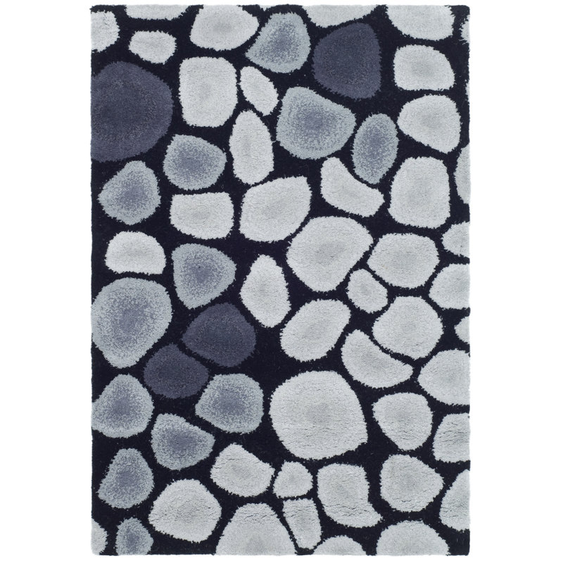 Kurland Hand-Tufted Wool Grey/Ivory Area Rug, Rectangle 2' x 3'