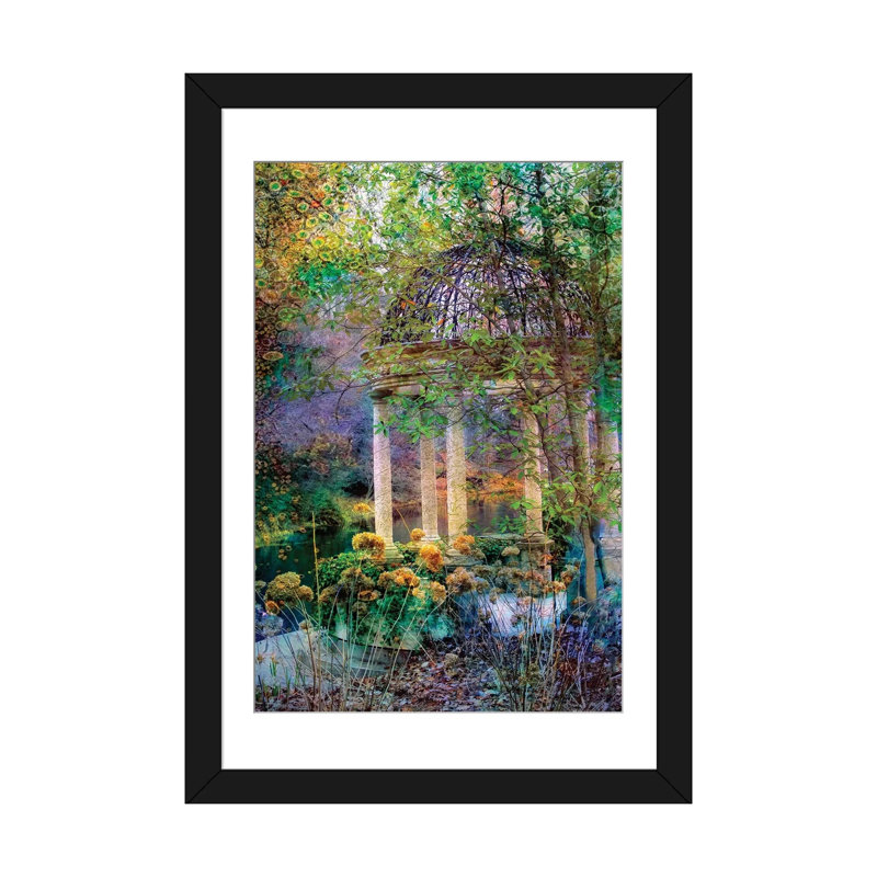 «The Gazebo» par John Rivera, impression sur toile, H 32 po x l 24 po x P 1 po, Papier d'art encadré noir, Blanc