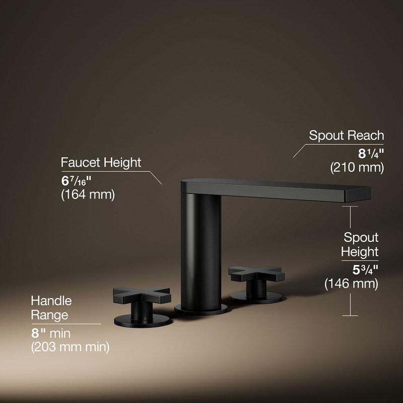 Composed Deck-Mount Bath Faucet With Cross Handles, Matte Black