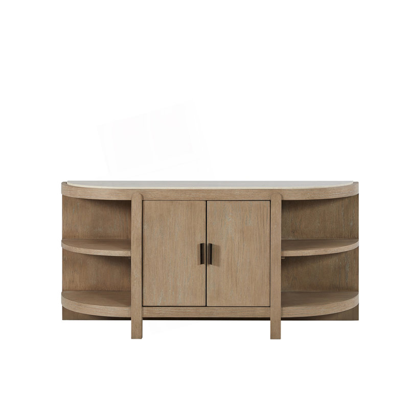Console courbée à 2 portes avec plateau en marbre