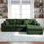 Canapé convertible en coin avec méridienne à compression Corduroy, canapé modulaire en L avec éponge haute densité, canapé convertible sans assemblage requis