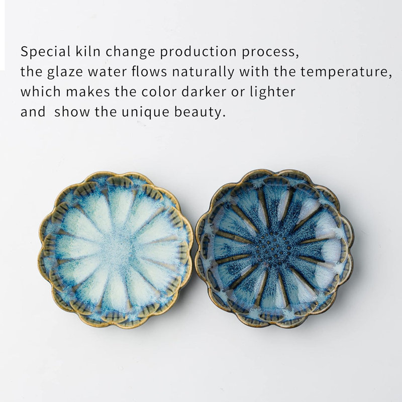 Milky Retro Blue Leaf Jewelry Dish