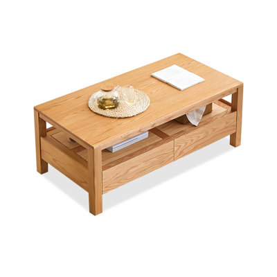 Burlywood Solid Wood Rectangular Coffee Table