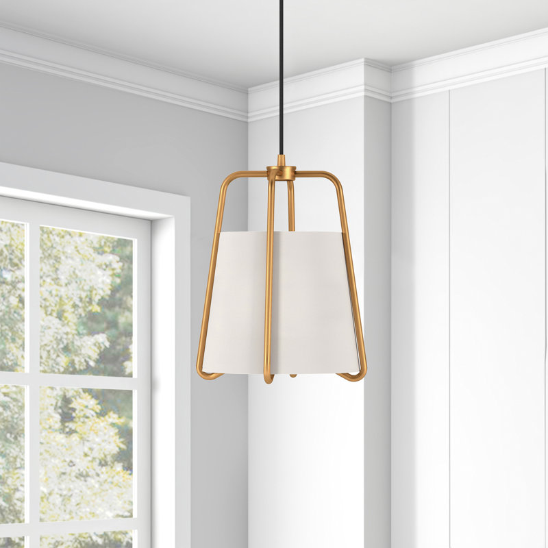 Luminaire suspendu conique 1 lumière Shaunelle, Laiton antique