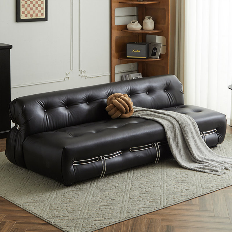 Modern Simple Light Luxury Cream Style Sofa, Black