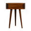 Table de chevet demi-cercle en bois châtaignier, pieds nordiques, brun foncé