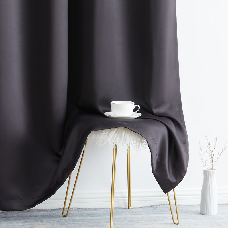 Gerlach Polyester Blackout Thermal Grommet Curtain Pair (Set of 2), 52" W x 84" L, Black