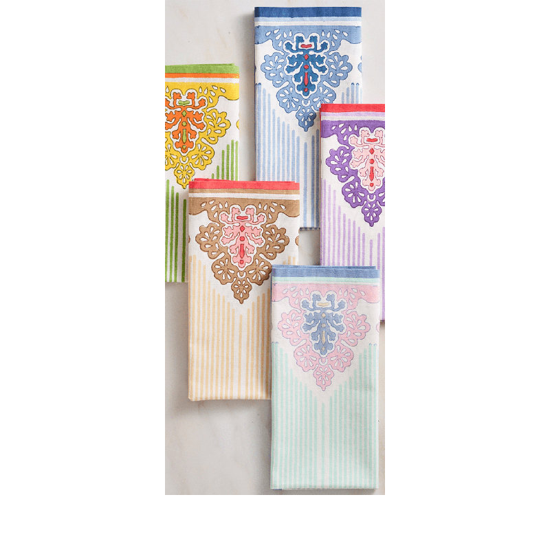 Filigree Napkin, White/Yellow/Green