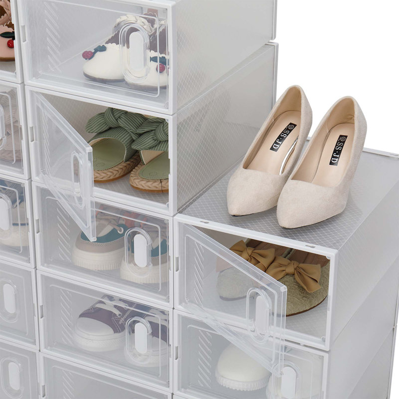 Shoe Storage Boxes 18 Pack Clear Plastic Stackable