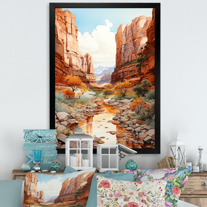 «Minimalisme Canyon Country Side I», reproduction sur toile, Cadre simple noir, H 40 po x l 30 po x P 1,5 po