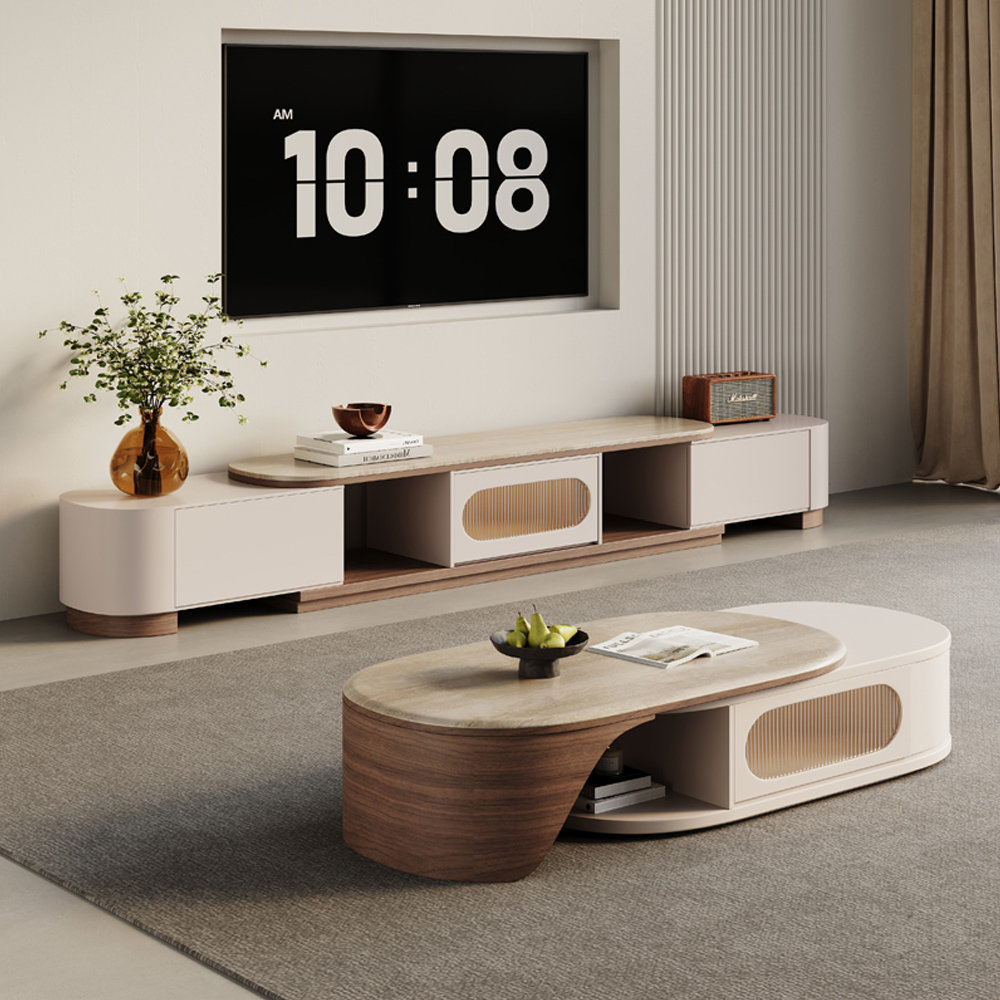 Hokku Designs Modern telescopic coffee table TV stand set | Wayfair