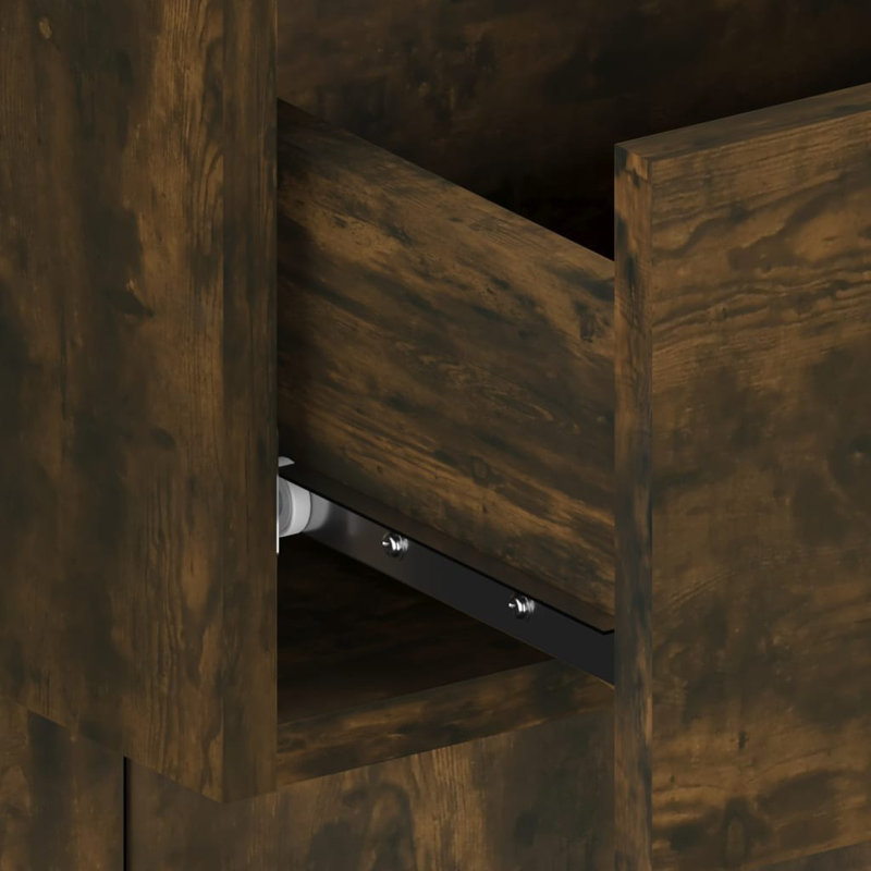 Mazzola Wall-mounted Bedside Cabinet, Smoked Oak, 1