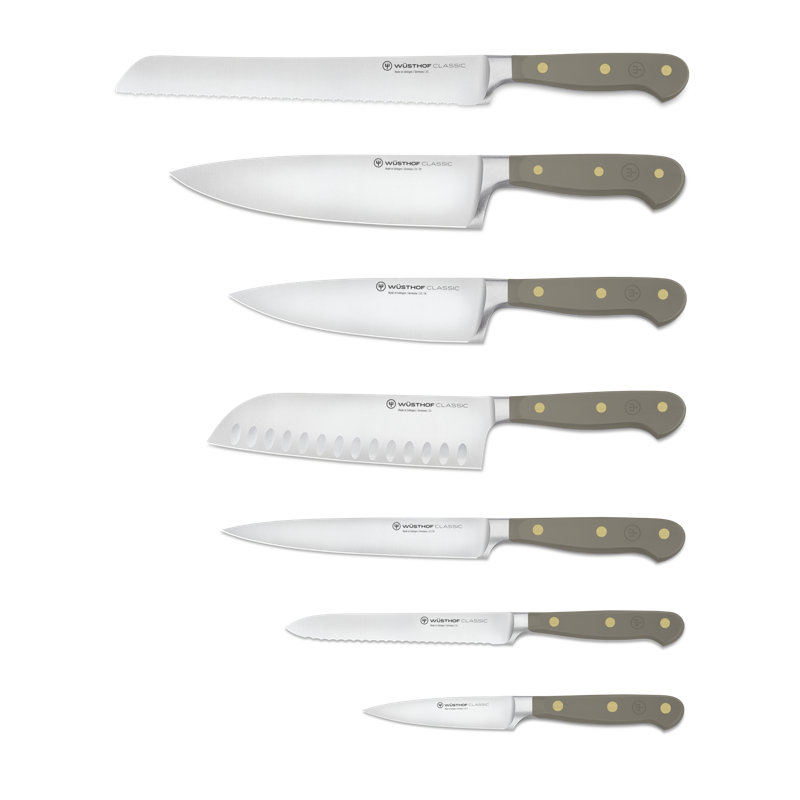 WÜSTHOF Classic Color Pink Himalayan Salt 8 Piece Knife Block Set, Velvet Oyster