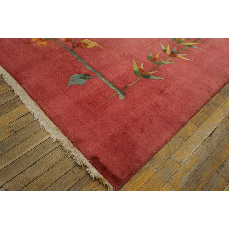 Tapis rose antique en laine Art déco