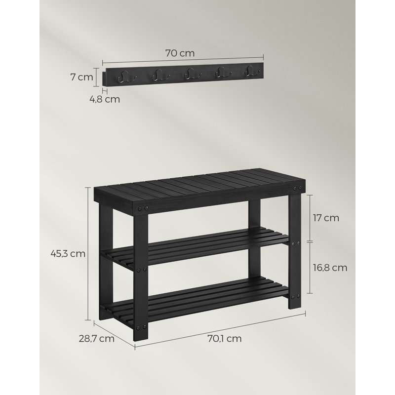 Mairead 75 cm W Hallway Set with Storage Bench and Shoe Storage, Black