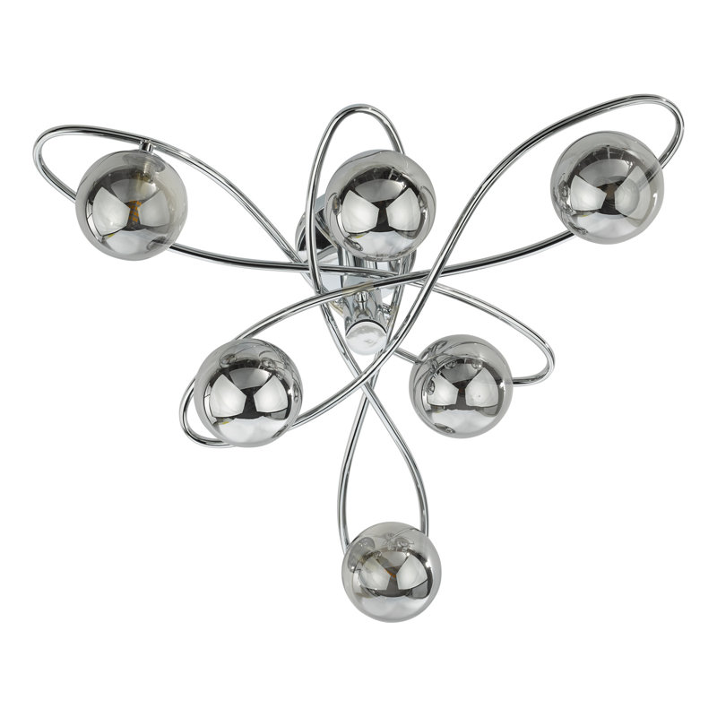 Rochdale Glass Semi Flush Mount, Chrome, Smoked