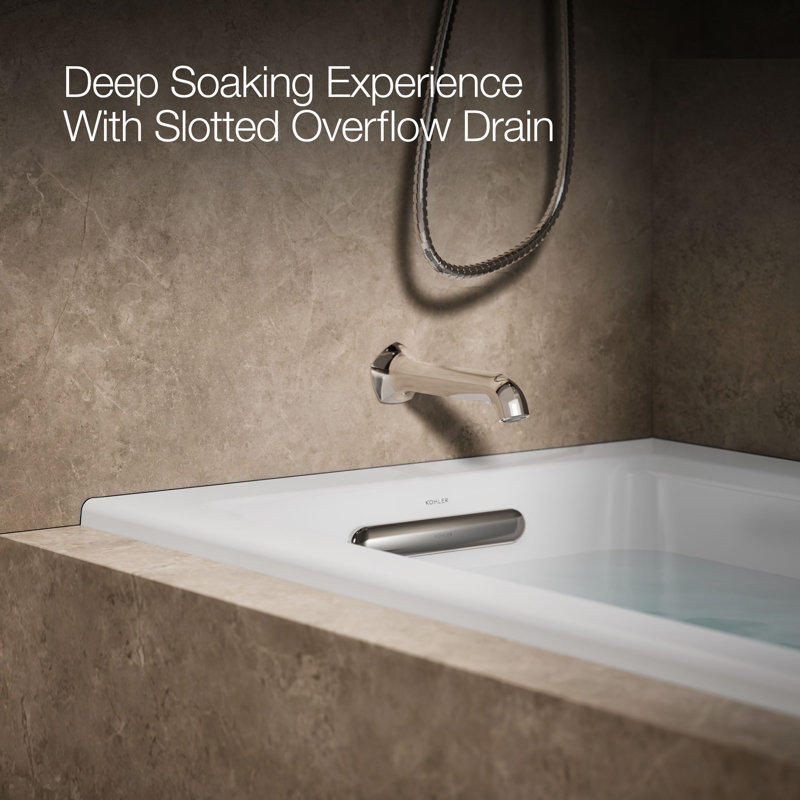 Archer® 60" x 30" Drop-in Whirlpool Bathtub, Biscuit, Left