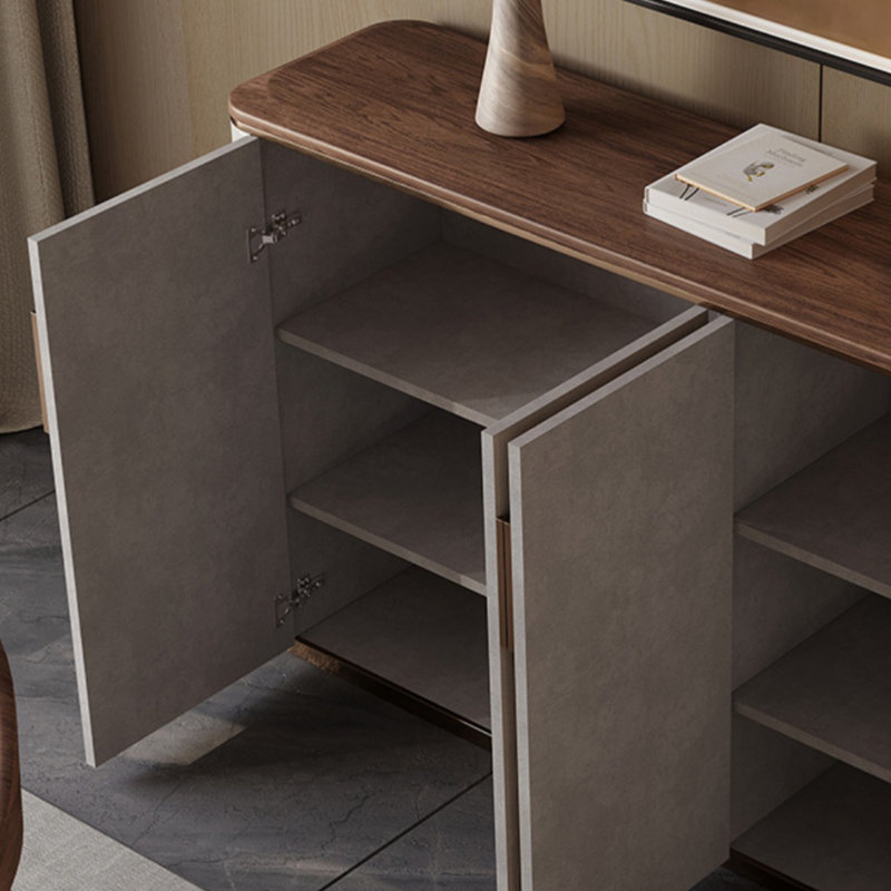 Buffet simple luxueux et léger de style italien, H 34,65 po x l 55,12 po x P 13,78 po, Gris clair