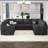 Seybert Velvet Chenille U Shaped Sofa Modular Sectional Sofa Living Room Corner Couch-878295317-878295316