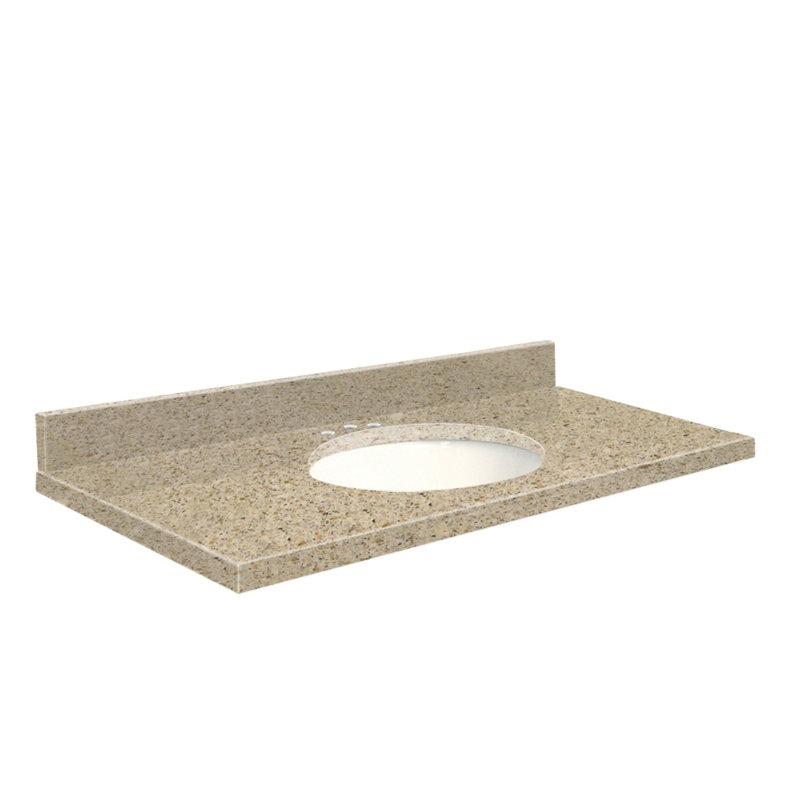 Dessus de salle de bain simple 43 po meuble-lavabo, Centré de 8 pouces, Blanc, Carmel