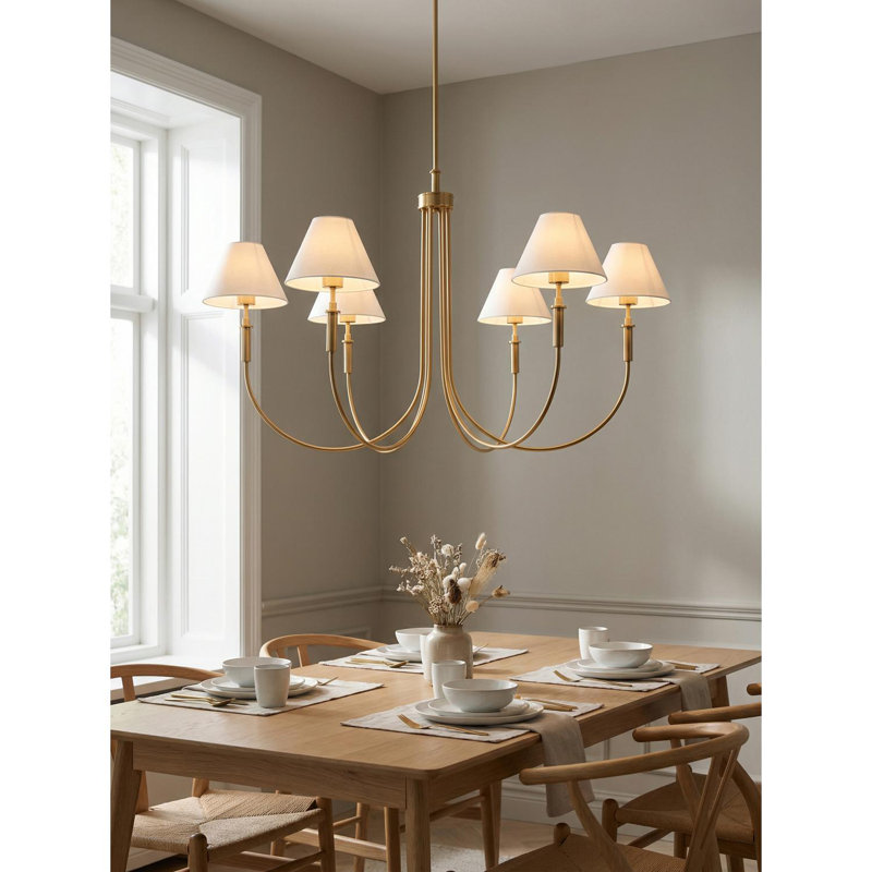 Celeste Chandelier, 6 Lights, Brass