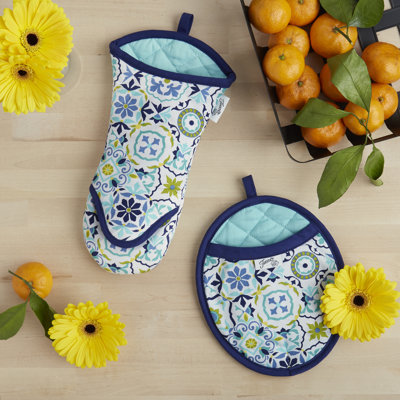 Fiesta Worn Tiles Oven Mitt & Pot Holder 2-Pack Set