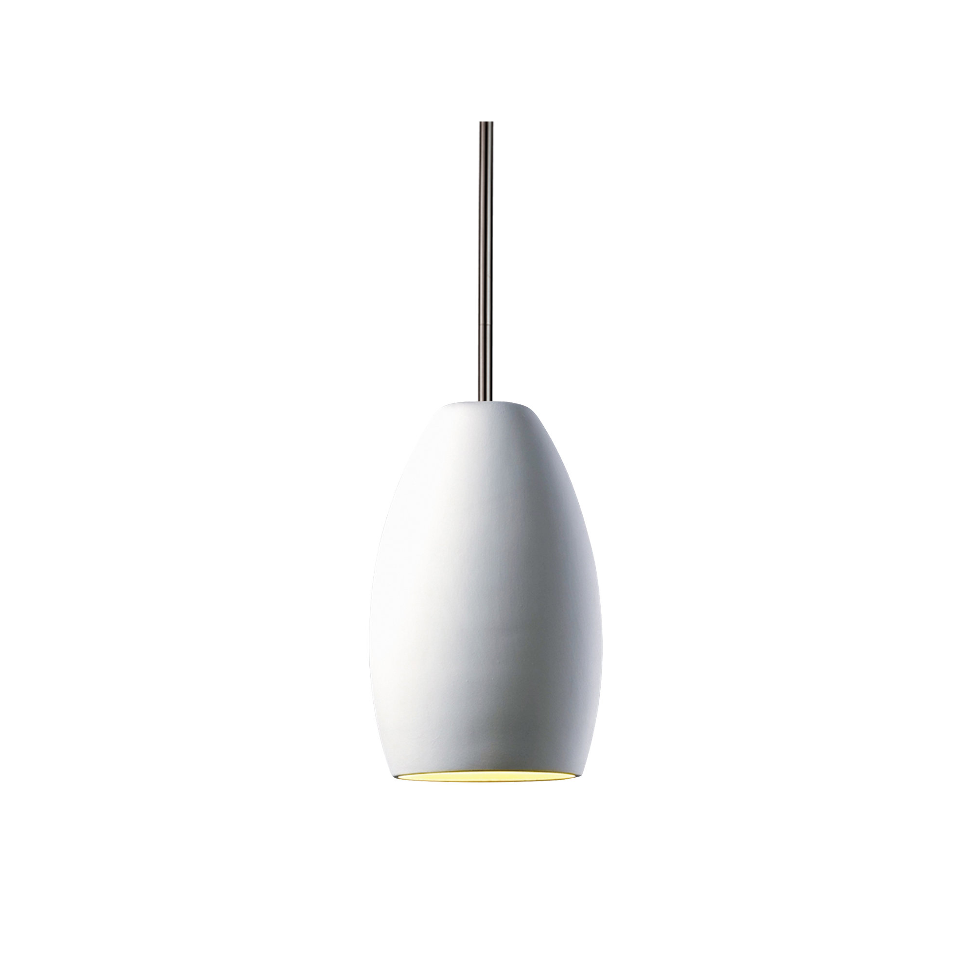 Marieke Single Light Ceramic Dimmable Pendant, Brushed Nickel, Bisque