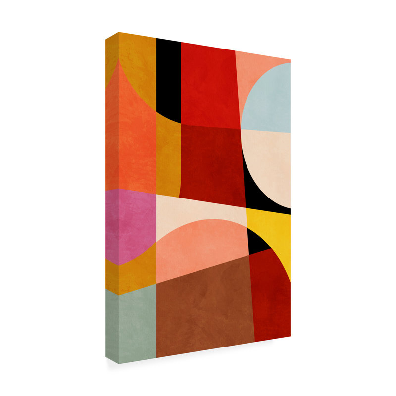 «Warm Colors Bauhaus Geometric 2», reproduction sur toile, H 24 po x l 16 po x P 2 po