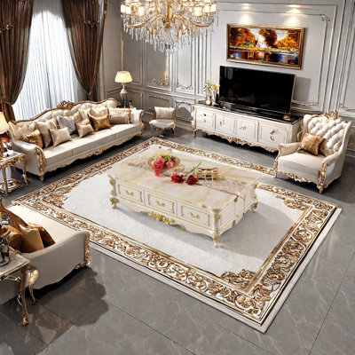 Oak Wood Coffee Table with Marble Top