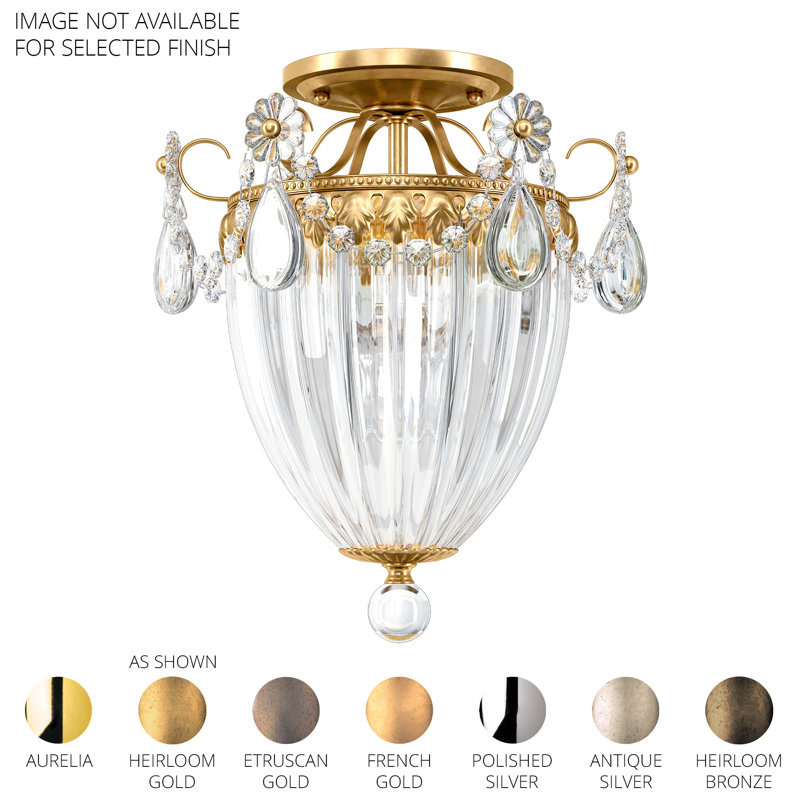Bagatelle Crystal Semi Flush Mount, Etruscan Gold, Heritage Crystal
