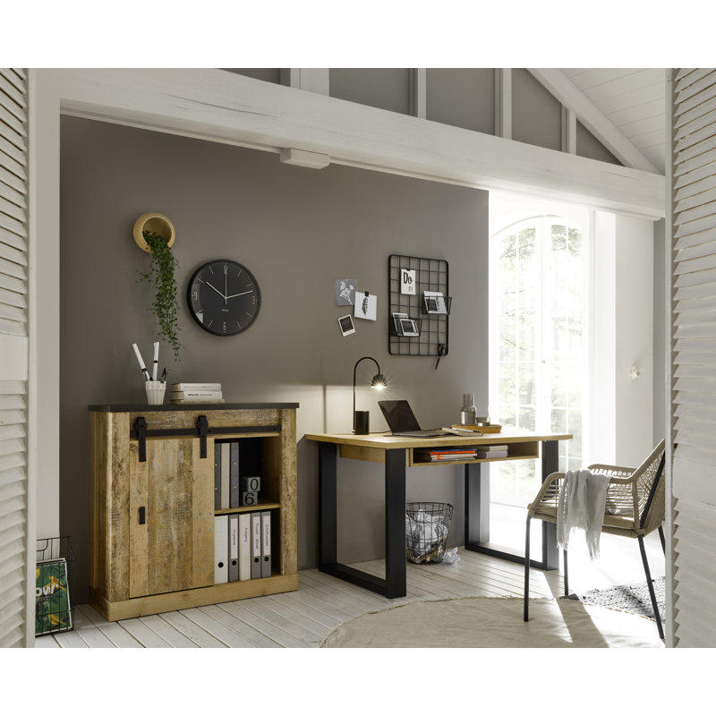 Jackeline 2 Piece Desk Office Set, Brown/Anthracite