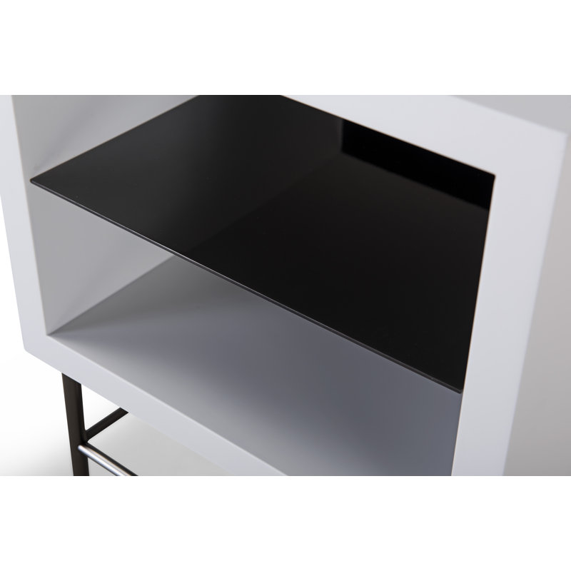 Nicholls End Table, Dark Chrome, White