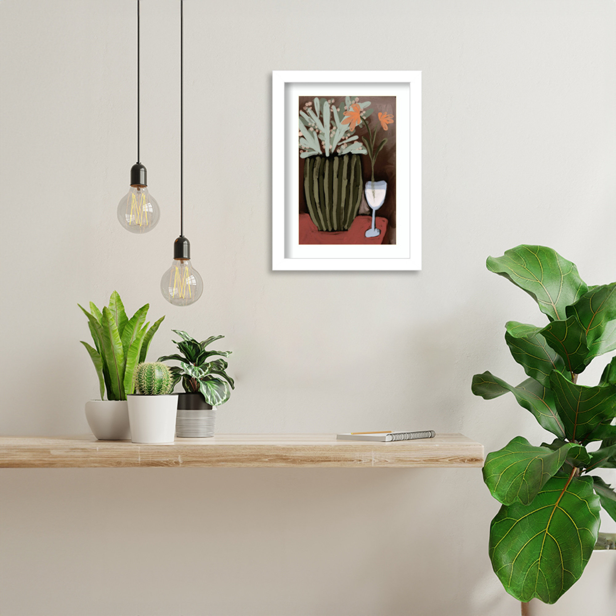 Floral Still Life No 4 by Treechild Wood Framed Wall Art Print, White, 13" H x 10" W