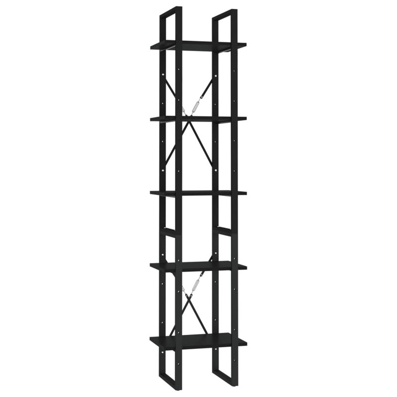 Canne Book Cabinet Engineered Wood, Black, (5 Shelves) 68.9" H x 15.7" W x 11.8" D