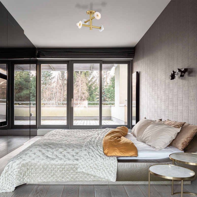 Wilfrid Semi Flush Mount, Brushed Gold