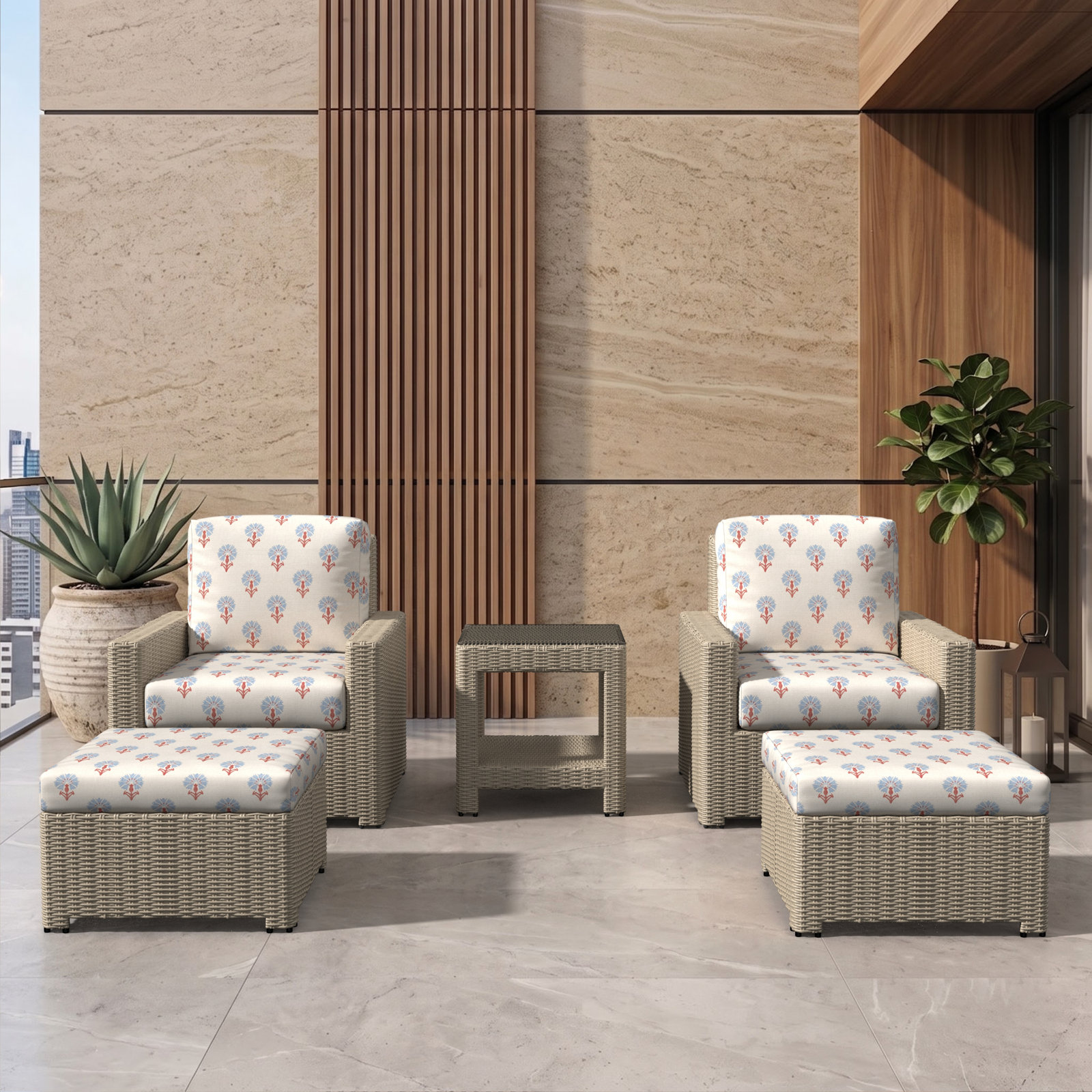 Henri 2-Person Sunbrella® Patio Seating Group, Sunbrella® Canvas Navy