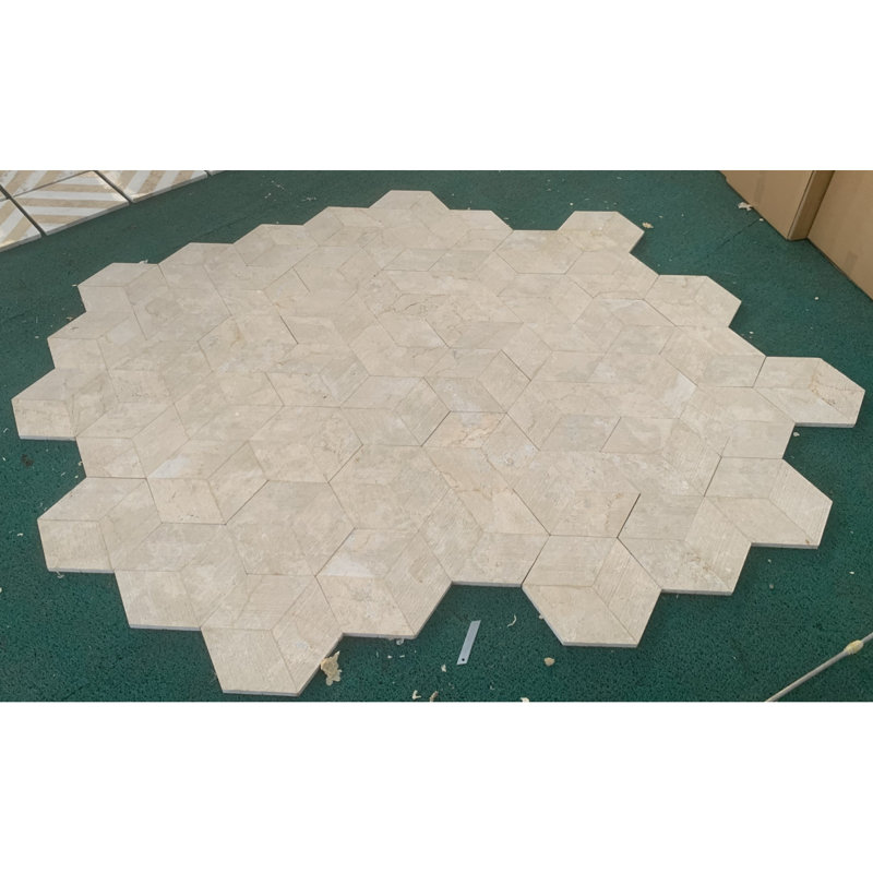 Marbre hexagonal jaune or beige, marbre naturel, pour mur, finition texturée FS, marbre cannelé 3D, pierre naturelle, marbre véritable, marbre véritable, 1 boîte de 12 pièces