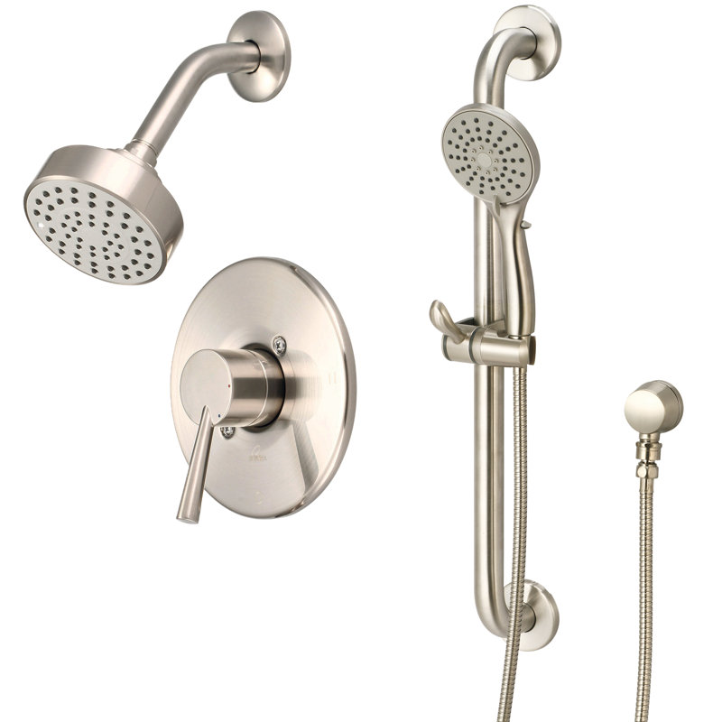 Ensemble de garniture de douche à poignée simple, Nickel brossé en dépôt physique en phase vapeur