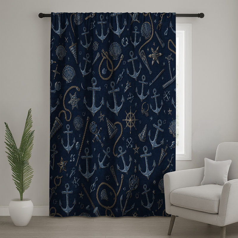 Rideaux, voilages et voilages à motif nautique, Blocage, 50 po x 80 po - 1 panneau