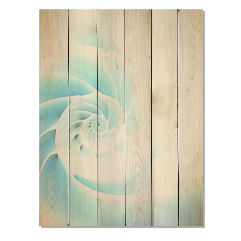 Abîme azur, spirale Nautilus - Nautilus, art sur bois de pin naturel, H 32 po x l 24 po