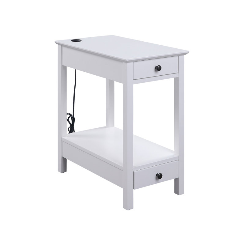 Table d'appoint Byzad à finition blanche avec USB