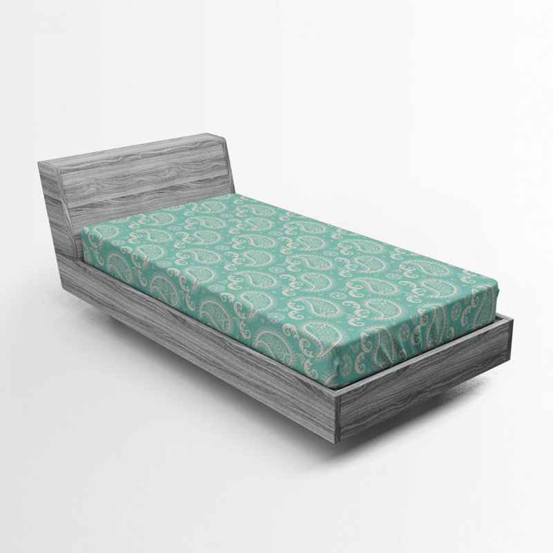 Microfiber Paisley Fitted Sheet, Twin XL Fitted Sheet, Green Paisley