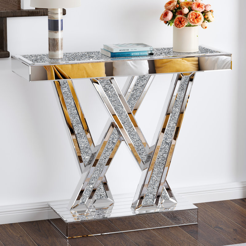 Console Amla avec plateau en verre 47,24 po, 29.5" H x 47.24" W x 13.24" D