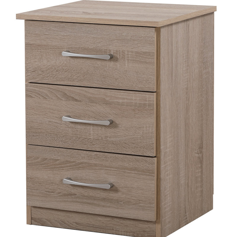  Contemporary Nightstand Bedside Table 3 Drawer Nightstand Modern Nightstand Night Table, Natural