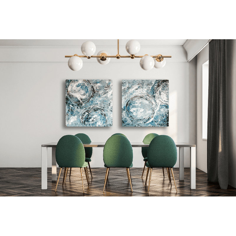 " Aqua Azul " 2 - Pieces, White, 48" H x 96" W x 2" D