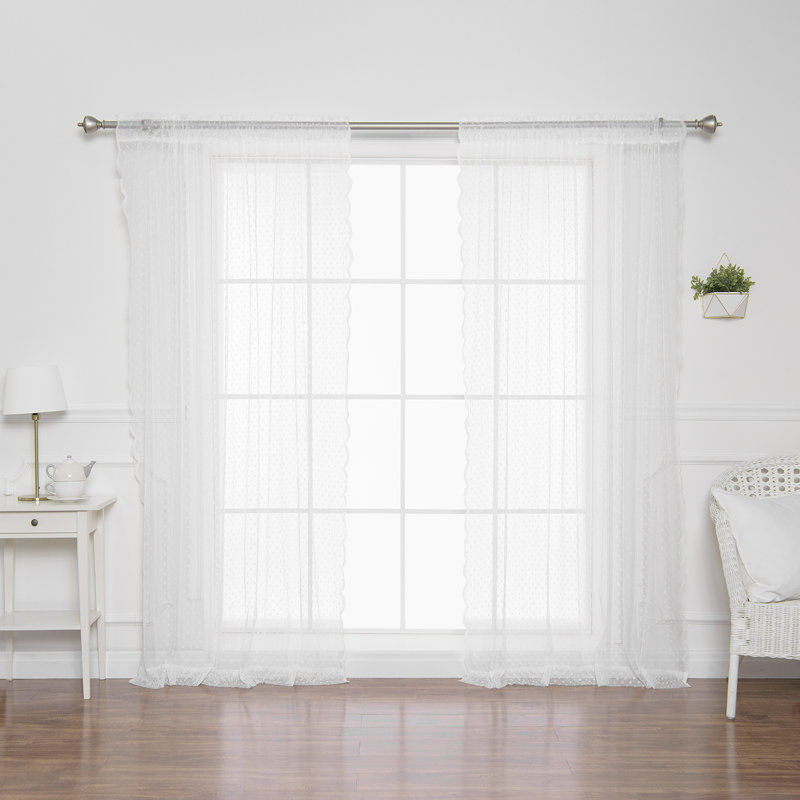 Paire de rideaux semi-transparents avec passe-tringle Laird, Blanc, l 52 po x L 96 po