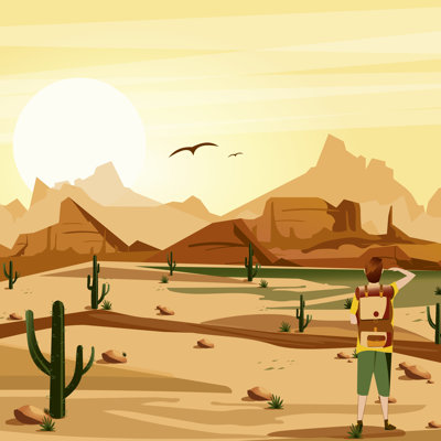«Jennelyn Desert With Traveller», impression sur toile tendue
